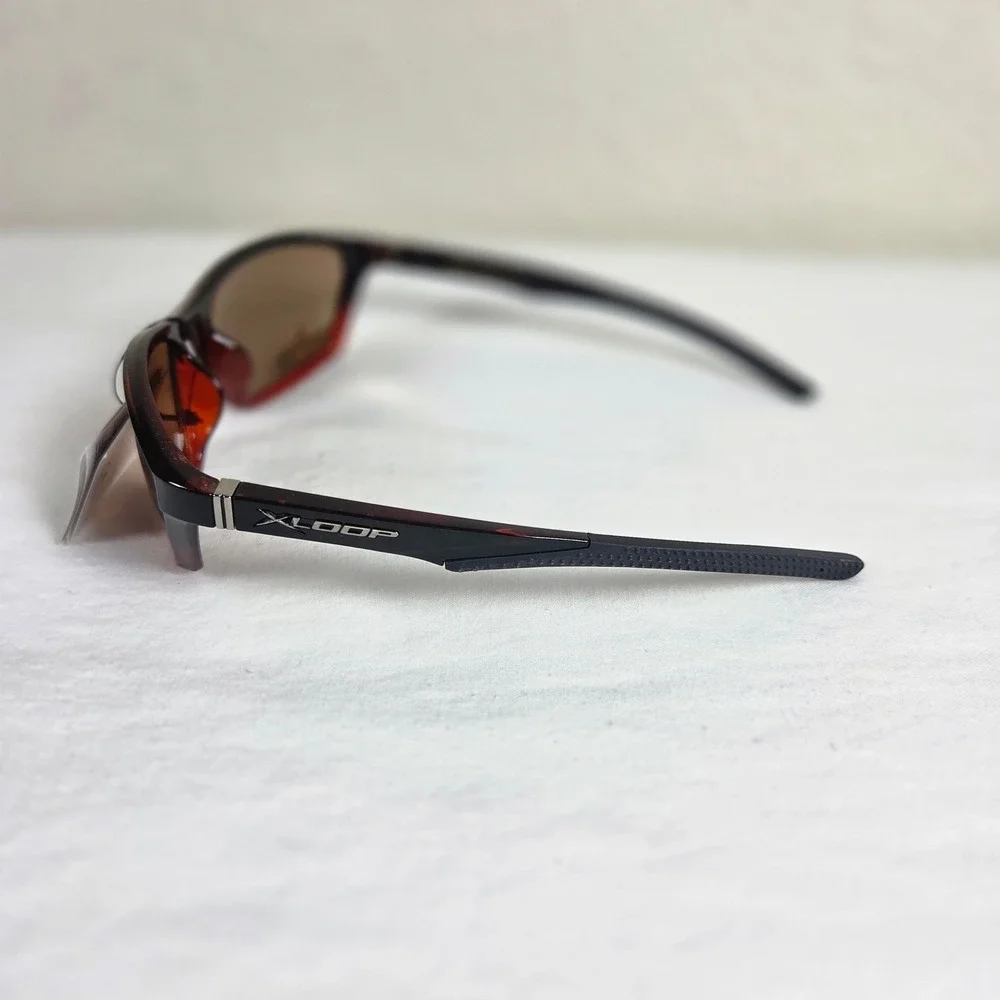 X-Loop Sport Sunglasses Mens Red Black Wrap Frame UV400 Polycarbonate Lens NEW